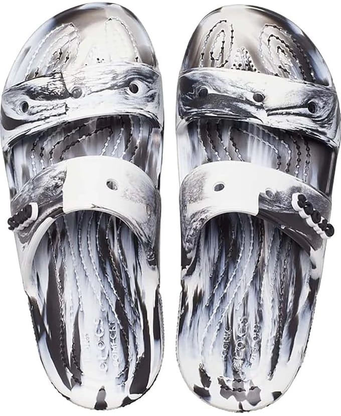 Crocs Classic Marbled - Sandalen - Wit/Zwart - Croslite Materiaal - Lichtgewicht