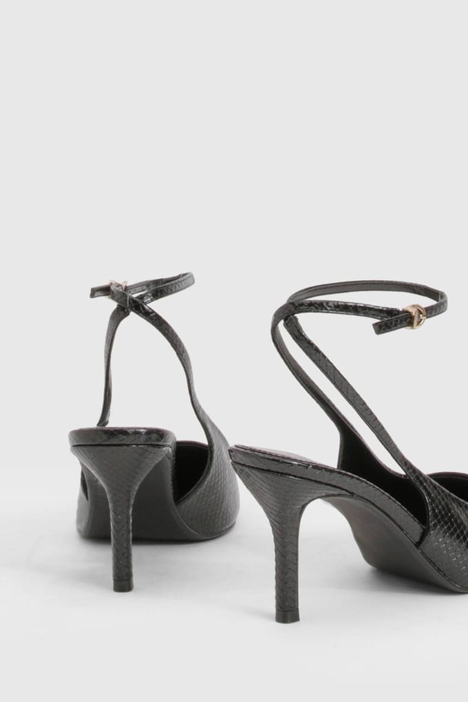 boohoo Dames Snake Effect 2-delige courtschoenen | Black | Maat: 8