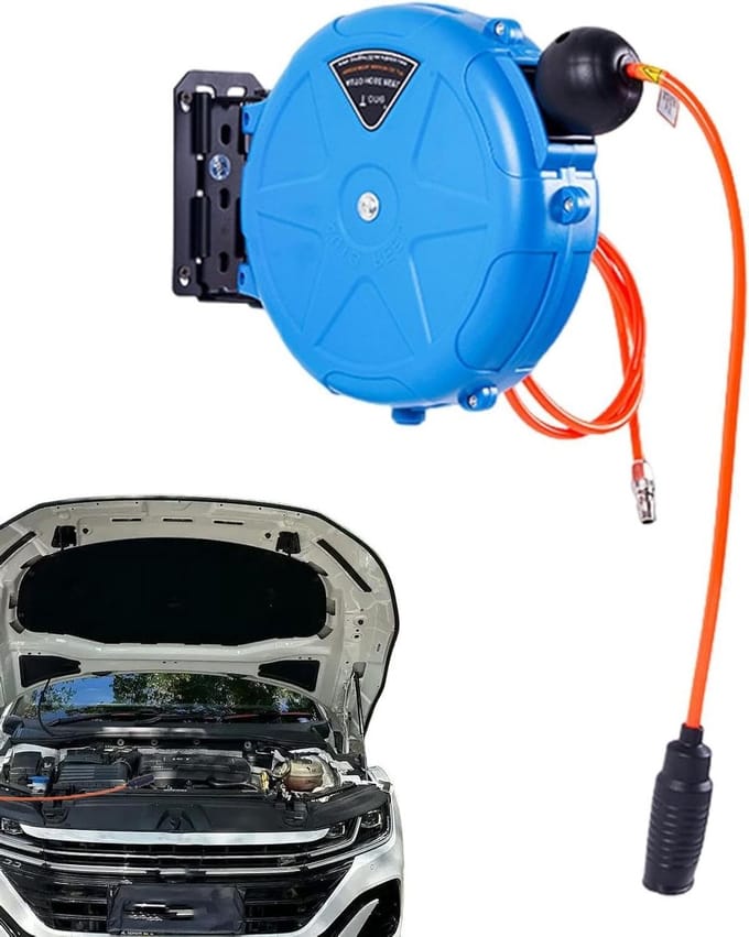 Luchtslanghaspel - Persluchtslanghaspel Oproller - Werkplaats Organiseren - Automatisch Oprollen - 10 meter - Blauw