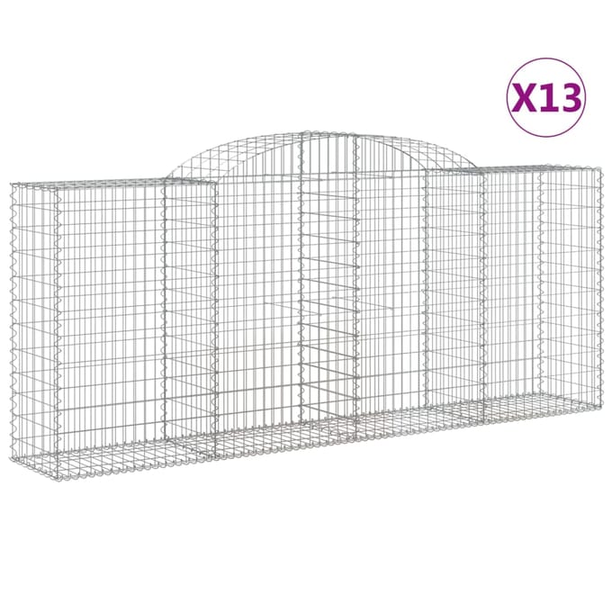 vidaXL - Schanskorven - 13 - st - gewelfd - 300x50x120/140 - cm - ijzer