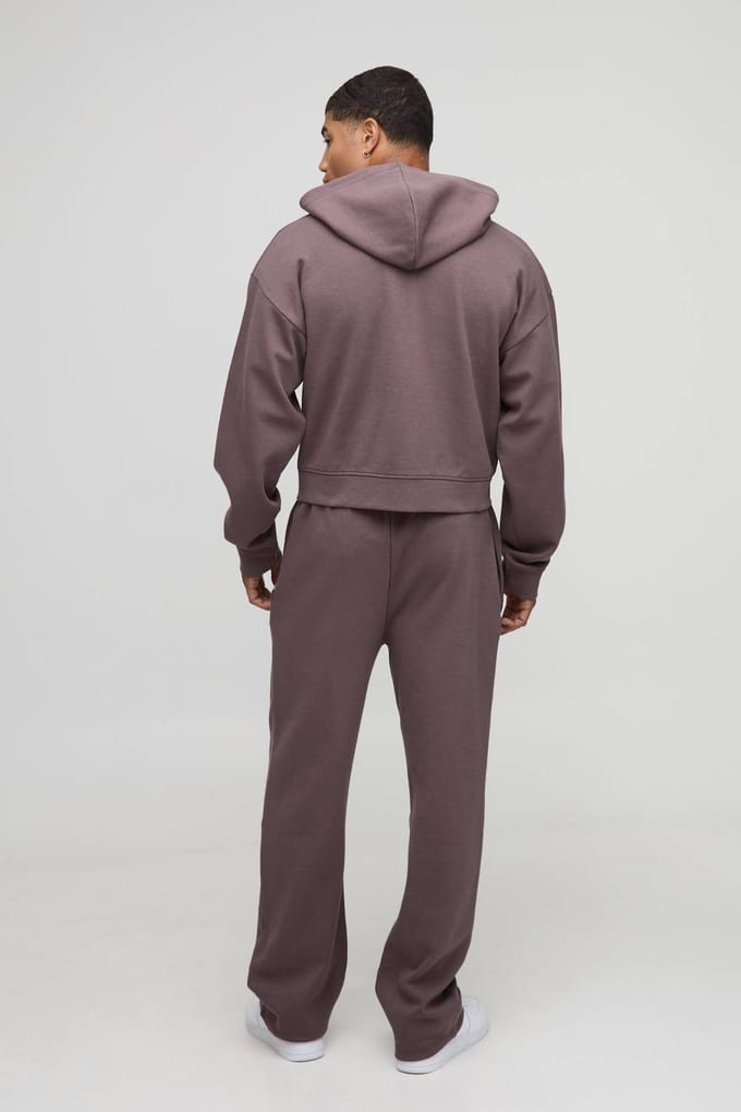 Verkleinde Boxy Premium Interlock Zip-Through Hoodie | Chocolate | Size Medium