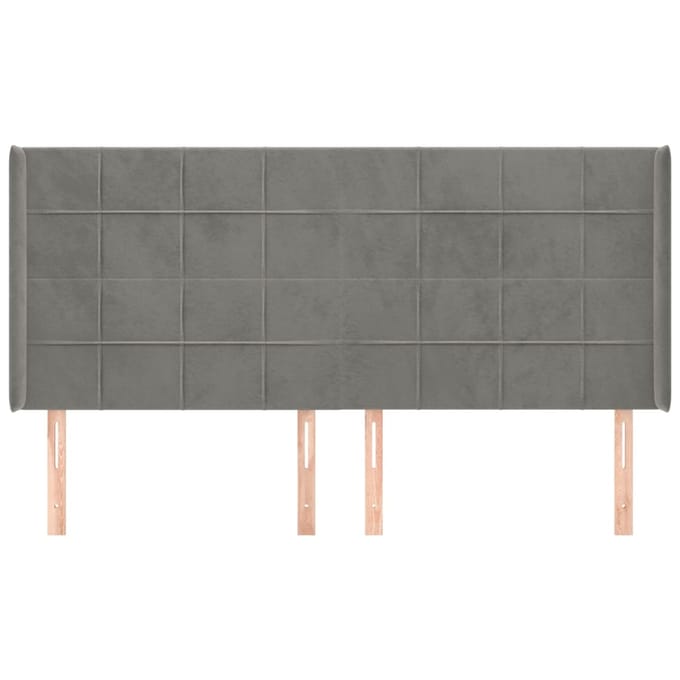 vidaXL - Hoofdbord - met - randen - 183x16x118/128 - cm - fluweel - lichtgrijs