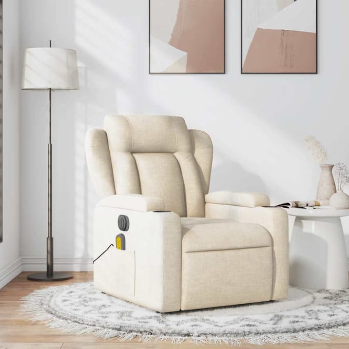 vidaXL - Massagestoel - verstelbaar - stof - crèmekleurig