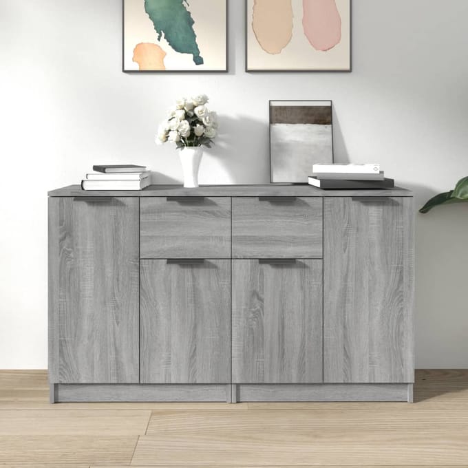 vidaXL - Dressoirs - 2 - st - 60x30x70 - cm - bewerkt - hout - grijs - sonoma - eiken