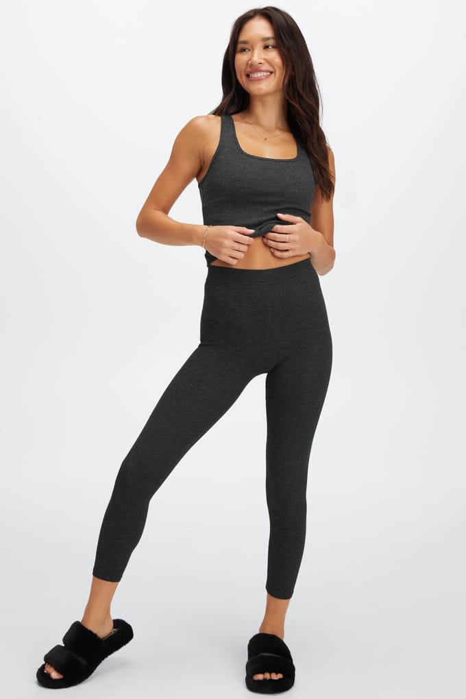 Fabletics Restoreknit High-waisted 7/8 Legging Black Heather Größe: L Short | Sport-Leggings Outlet | Damen | Schwarz