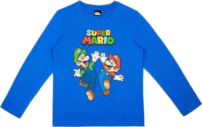 Super Mario t-shirt - blauw - Maat 104 / 4 jaar