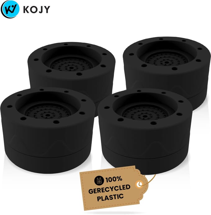 KOJY - Wasmachine Dempers - Verhoger - Stapelbaar - Zwart - Voor Wasmachine & Wasdroger