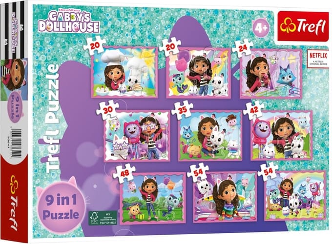 Trefl 9-in-1 puzzelset Gabby's poppenhuis - 330 puzzelstukken - 4+ - 9 puzzels