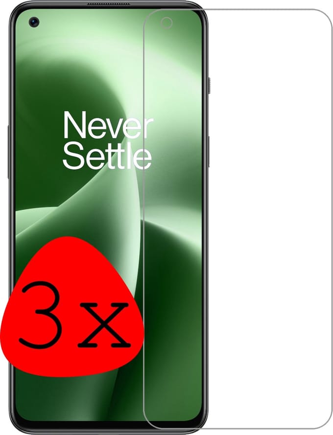 Screenprotector - 3 Stuks Geschikt voor OnePlus Nord 2T - Extra Sterk - Beschermglas - Gehard Glas - Tempered Glass - Screen Protector