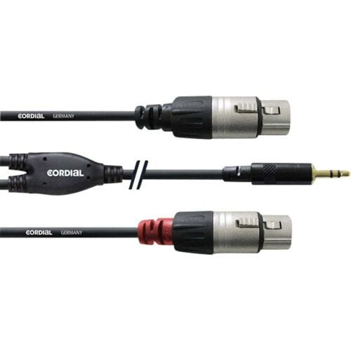 Cordial kabel 3,5 st / 2x XLR fem 1,8m CFY 1,8 WFF - Insert kabel