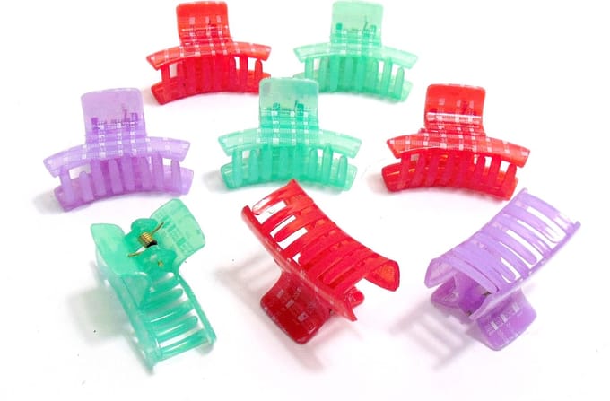 8 haarklemmen 6 cm diverse kleuren met wit patroon