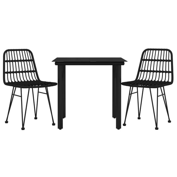 vidaXL - 3-delige - Tuinset - poly - rattan - zwart