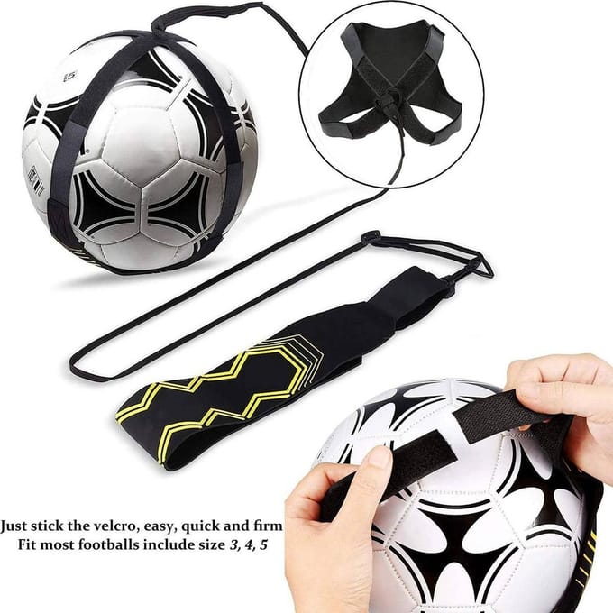 Voetbaltraptrainer Voetbaltrainingshulpmiddelen Handsfree worpzool Oefenuitrusting voor kinderen met verstelbare riem Elastisch touw black