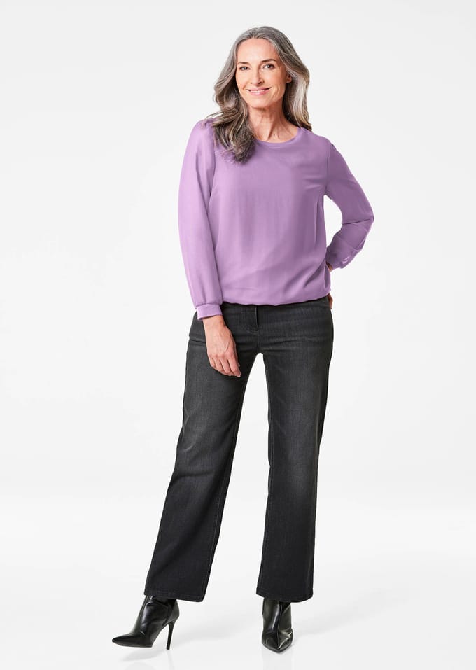 Blouse van luchtig chiffon - sering - Gr. 48 van Goldner Fashion