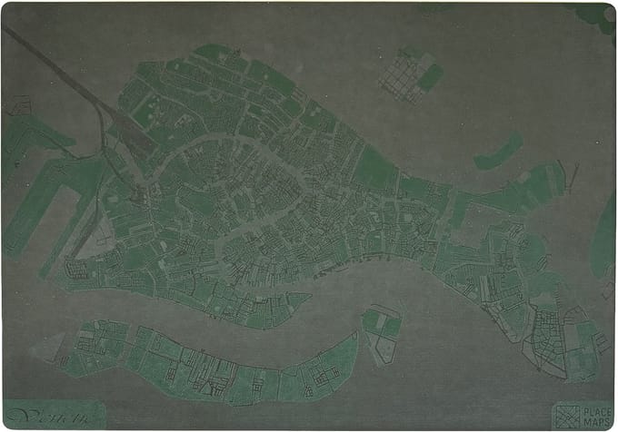 Place Maps Placemat Stadskaart Antwerpen - Kunstleer - Mosgroen - 1 Stuk