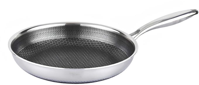 Cheffinger, Bakpan 32 cm met honingraatlaag en lang handvat, Zilver