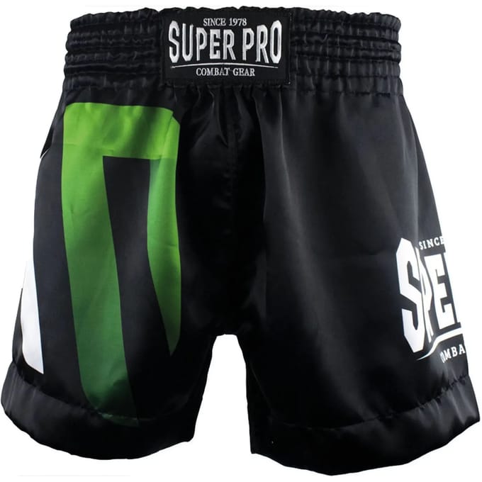 Super Pro Combat Gear Thai Short No Mercy Zwart/Groen/Zilver Extra Large