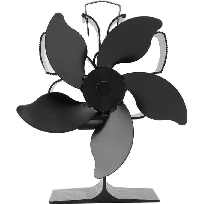 Hitteaangedreven Haardventilator Zwart Kachelventilator 5 Bladen Thermische Kracht Hittebestendig Eco black