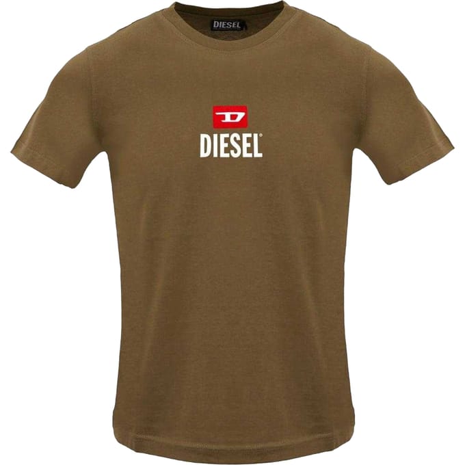 Diesel Heren Gewoon Klein Nieuw D Logo T-Shirt (Koffiebruin)