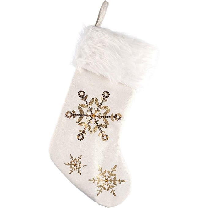 Kerstsok Snoepzak Sneeuwvlok Pailletten Kerstsok white