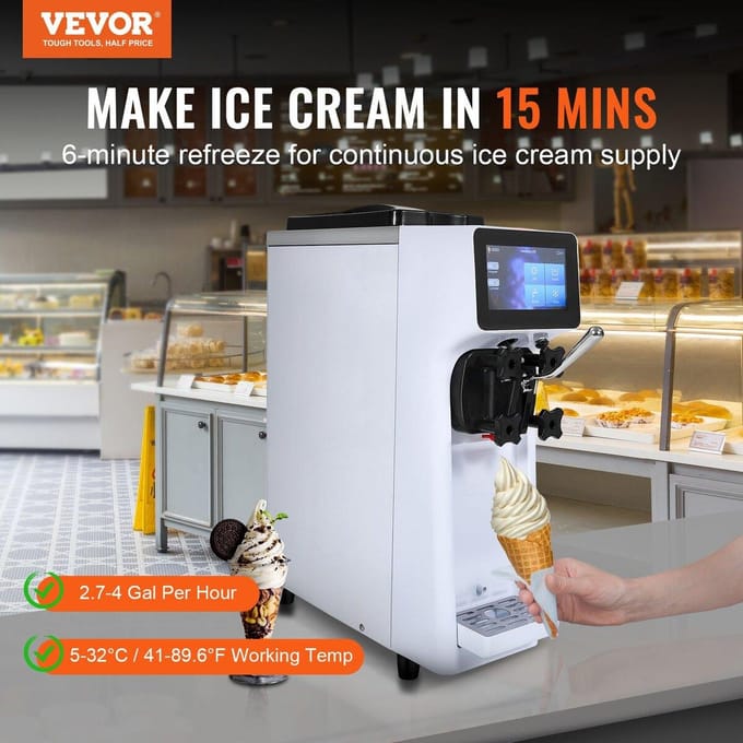 Machine à glace à l'italienne, 10L/H, une saveur, sur comptoir