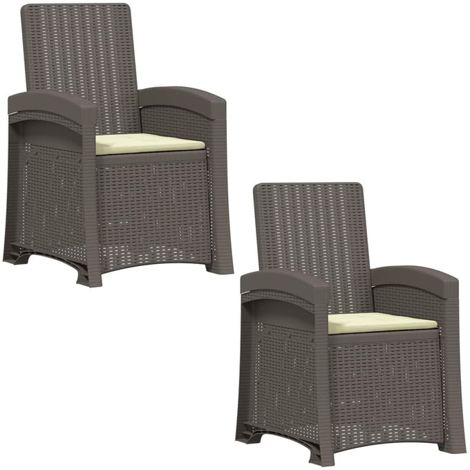 vidaXL - Ligstoel - Rieten - Look - 2 - st - Lichtgrijs - en - Crème - PP