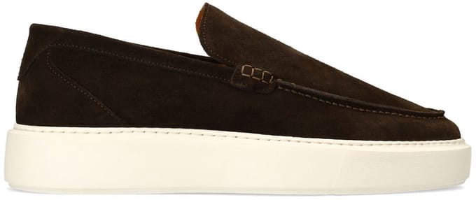 Manfield - Heren - Bruine suède loafers - Maat 41