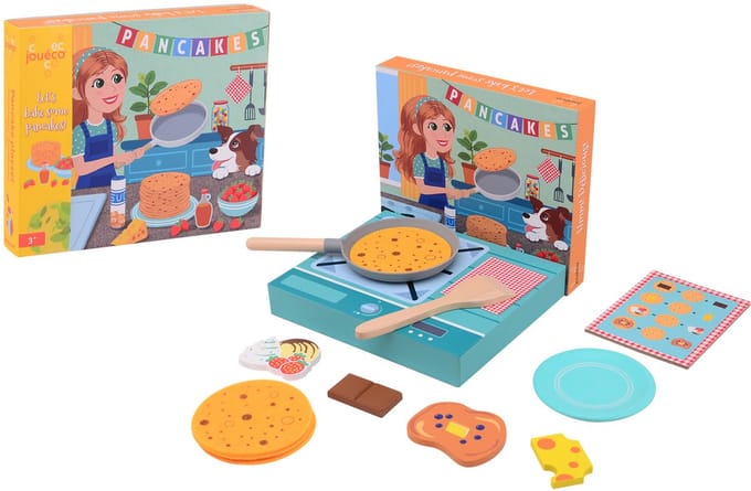 Jouéco houten pannenkoeken speelset in doos - educatief speelgoed.