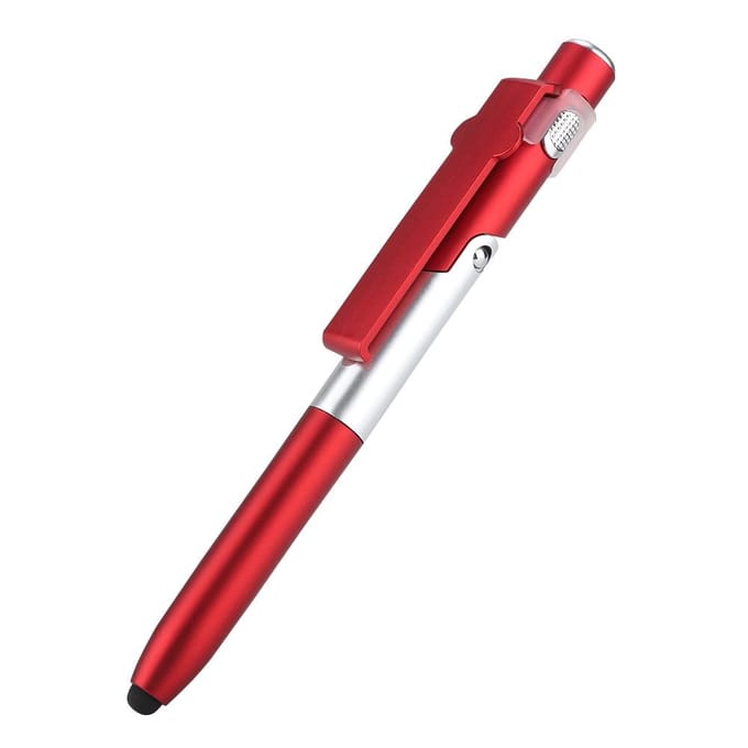 Stylo à bille capacitif à écran tactile 4 en 1 avec lumière LED pour tablette(rouge) rouge