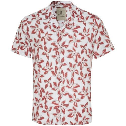 Desoto Overhemd Large Leaves Pattern Lido Collar Grijs-Rood / male