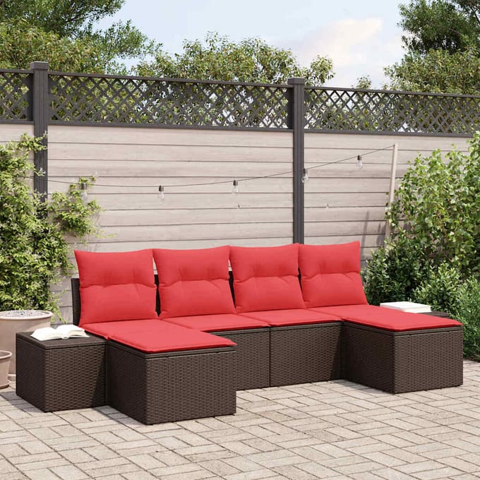 vidaXL Tuin Sofa Set 6 st Bruin poly rattan