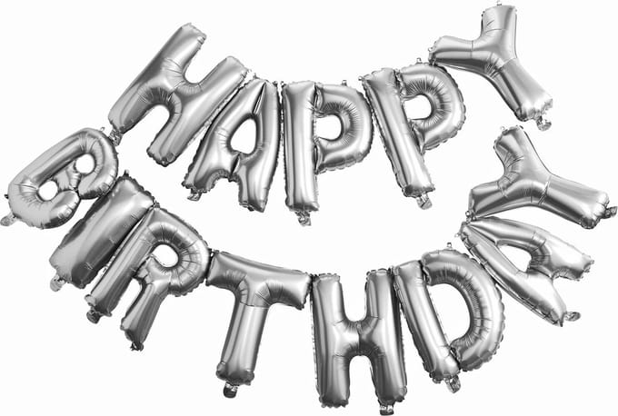 Ginger Ray Pick & Mix 'Happy Birthday' verjaardag ballon slinger - zilver - 1,50 meter