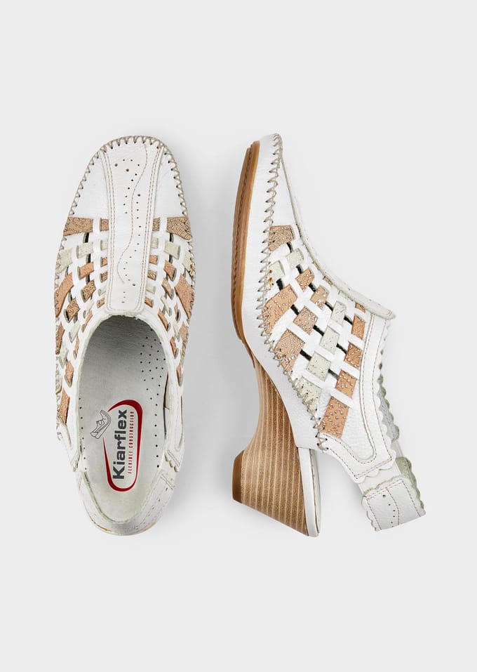 Klassieke slingpumps van leer - wit / beige - Gr. 41 van Goldner Fashion