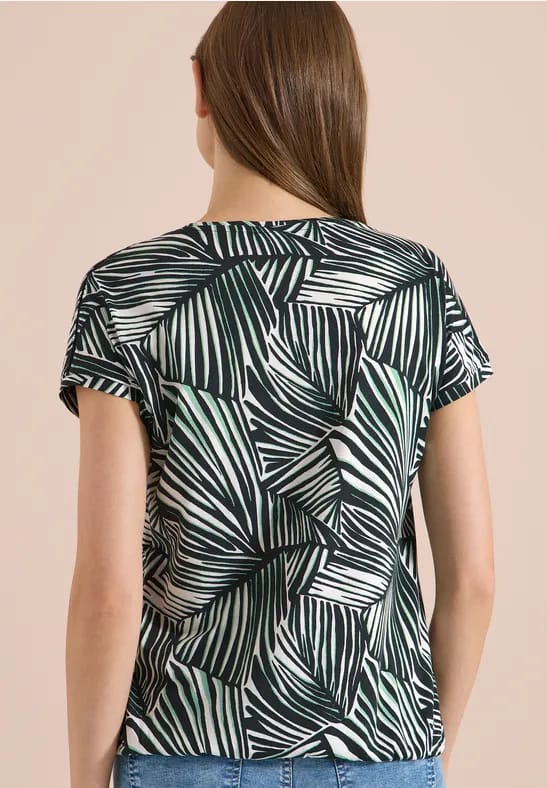 Shirt met V-hals en kanten detail