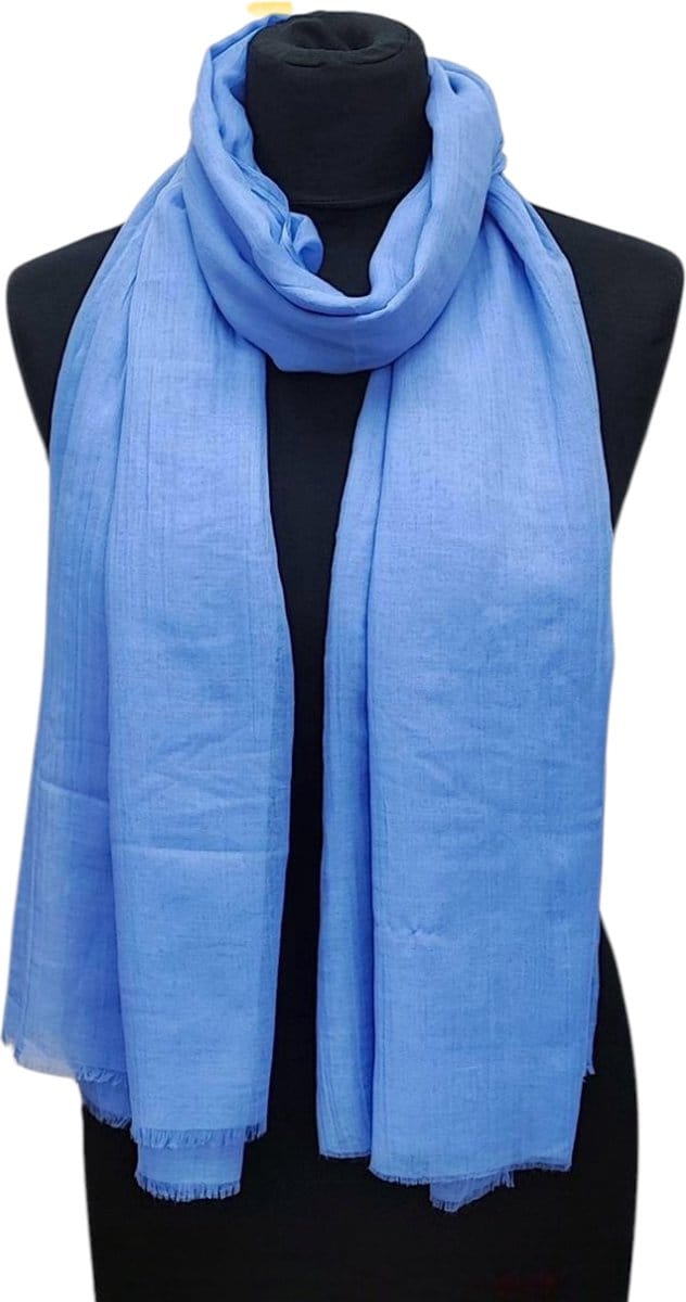 Lange Dunne Sjaal - Effen - Blauw - 180 x 95 cm (23960#)