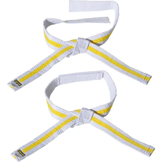 Wit/geel/wit klittenband riem budō kind Kwon