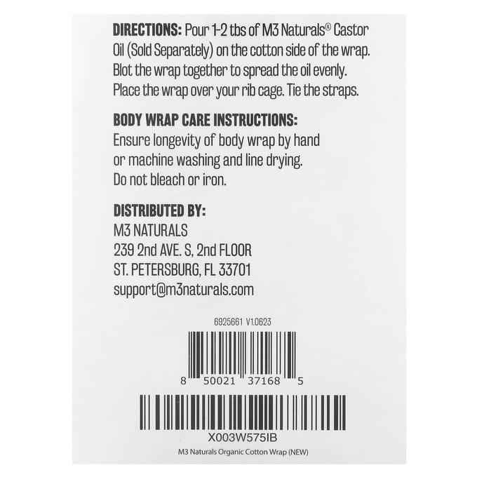 M3 Naturals, Cotton Body Wrap, Organic Cotton Wrap 1pc black