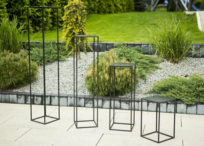 HowHomely Loftstijl - Moderne Standaard Plantenbak - 100 cm - Zwart - Staal