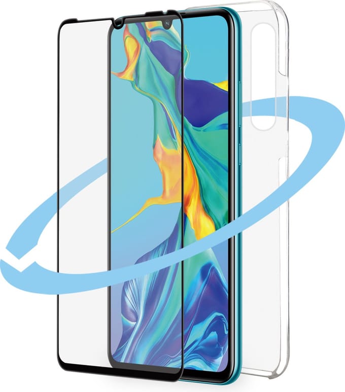 Azuri Front&Back protection pack - flat zwart frame - voor Huawei P30