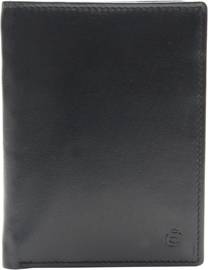 Esquire Leren Portemonnee Compact Wallet Black Zwart