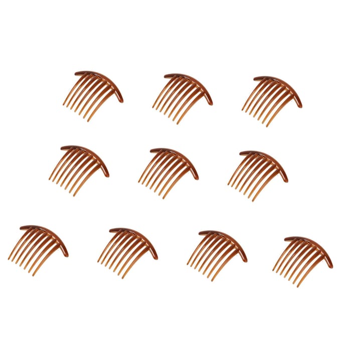 10 pièces Peignes latéraux pour cheveux Bords arrondis lisses Élégant Mode ABS Épingles à cheveux Peignes pour filles brown