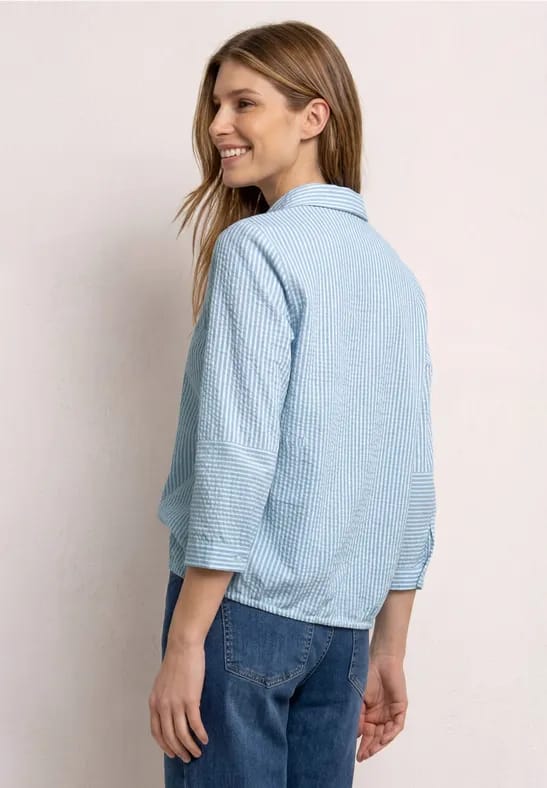Overhemdblouse van seersucker
