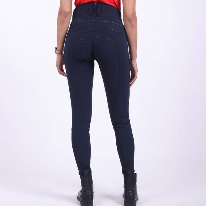 QHP Rijbroek Tara Full Grip Navy - 34