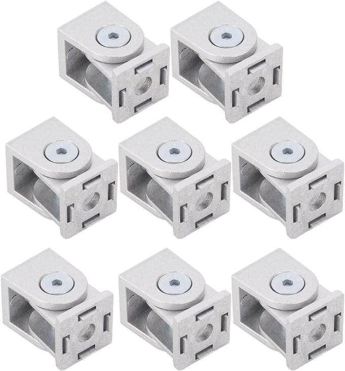 Draaibare Connectoren - Scharnier Koppelingen - Frame Bouw - 180° Verstelbaar - 20x20 mm - Zilver