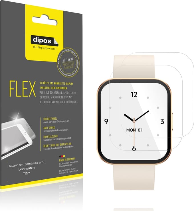 dipos – 2x Beschermfolie geschikt voor Levowatch TINY | 3D Full Cover Screenprotector | 100% Passend