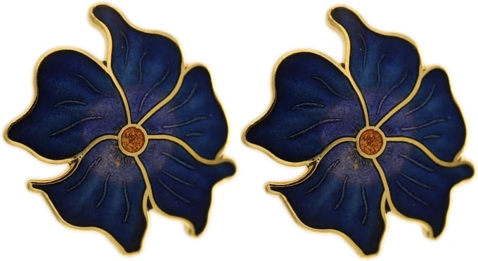 Behave - Dames oorbellen stekers - blauw bloemvorm - modieuze look