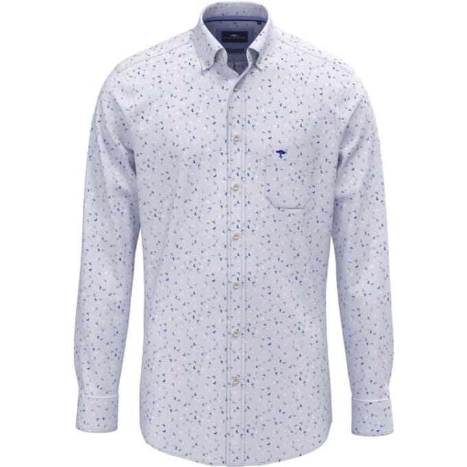 Fynch Hatton - Lange mouw overhemd - Mannen - L - Licht blauw - Katoen - 1602-8230