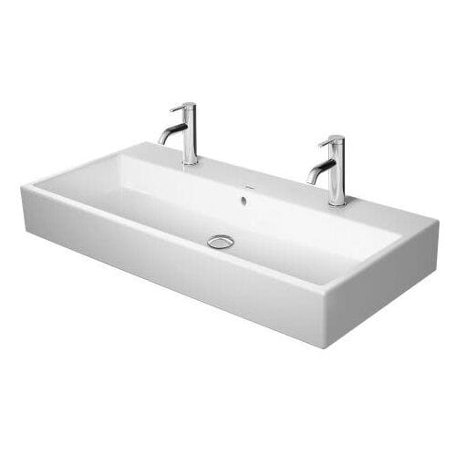 Duravit Vero air Dubbele wastafel - 100x47cm - met 2 kraangaten - met overloop - geslepen - wit