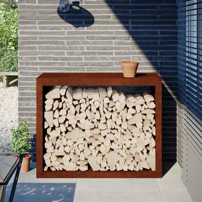 vidaXL - Brandhoutrek - 100x40x80 - cm - weervast - staal