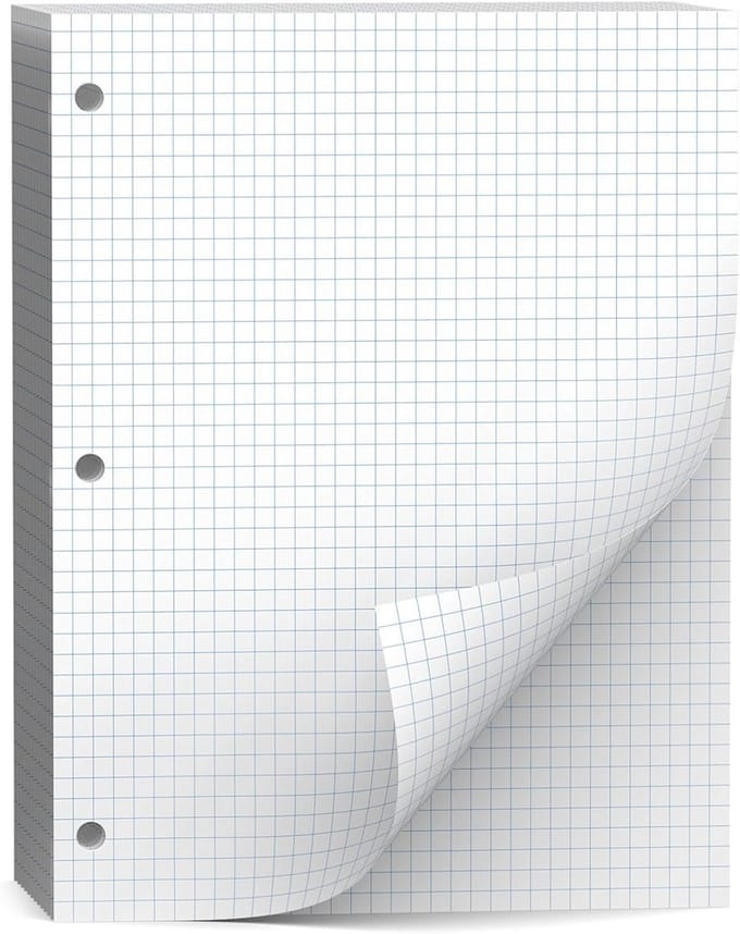 Losbladig Grafiekpapier 4x4 Raster, Geperforeerd voor 3-Ringen, 120 Vellen